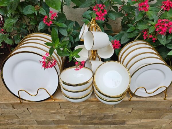 24-Piece Gold-Rimmed Trendy Dinner Set