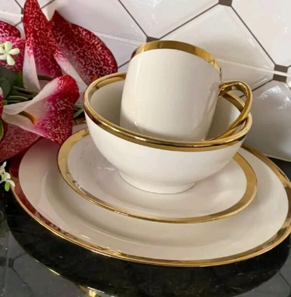24-Piece Gold-Rimmed Trendy Dinner Set - Image 2