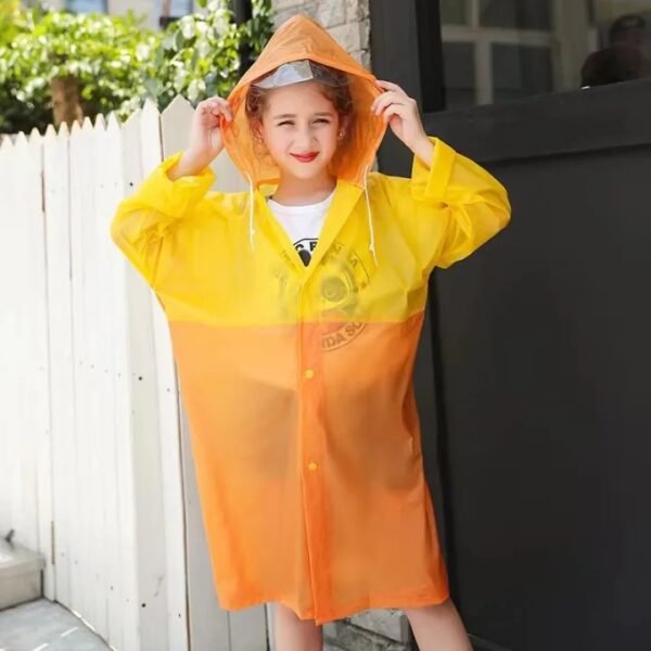 Light PVC Kids Hooded Schoolbag Raincoat - Image 3