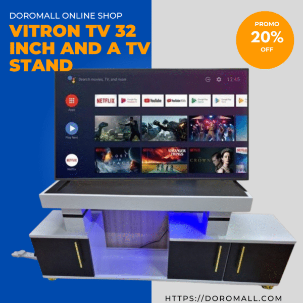 Vitron 32” Digital Frameless LED TV + TV Stand – USB, HDMI, HD Display