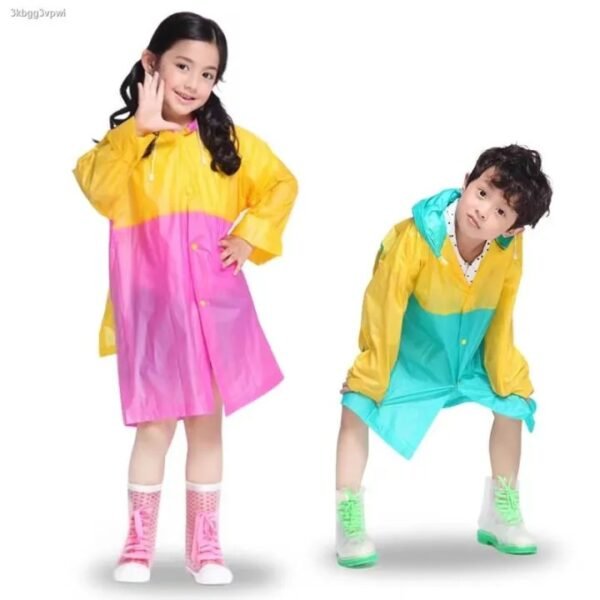 Light PVC Kids Hooded Schoolbag Raincoat - Image 2