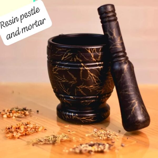 Black Marble Pestle and Mortar – Spice & Herb Grinder for Kitchen Use