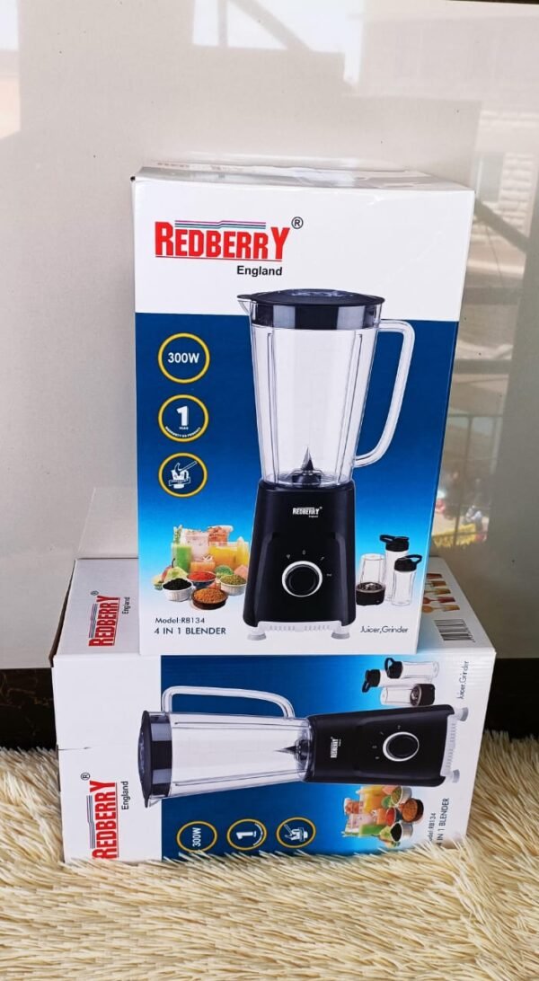 Redberry 4-in-1 Blender with Grinder & Juicer – 300W
